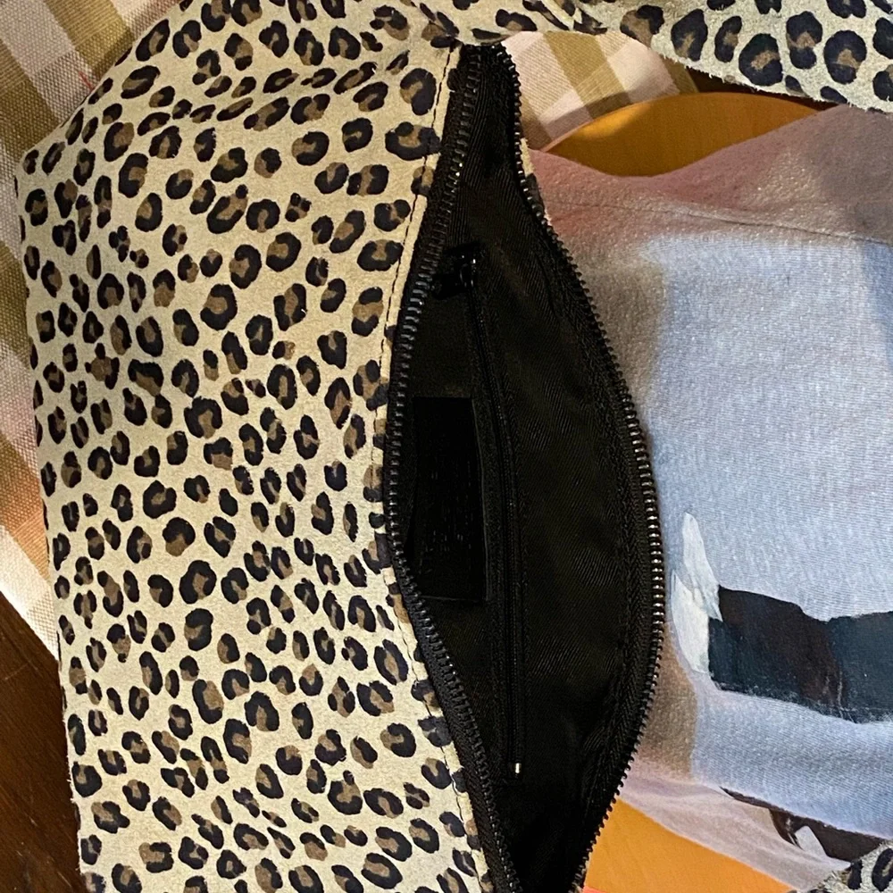 LEATHER Made in Italy Animal Print Shoulder BAG Leopard Laura DiMaggio NEW